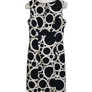 Kim Rogers Women's 8 Black White Sleeveless Midi Dress